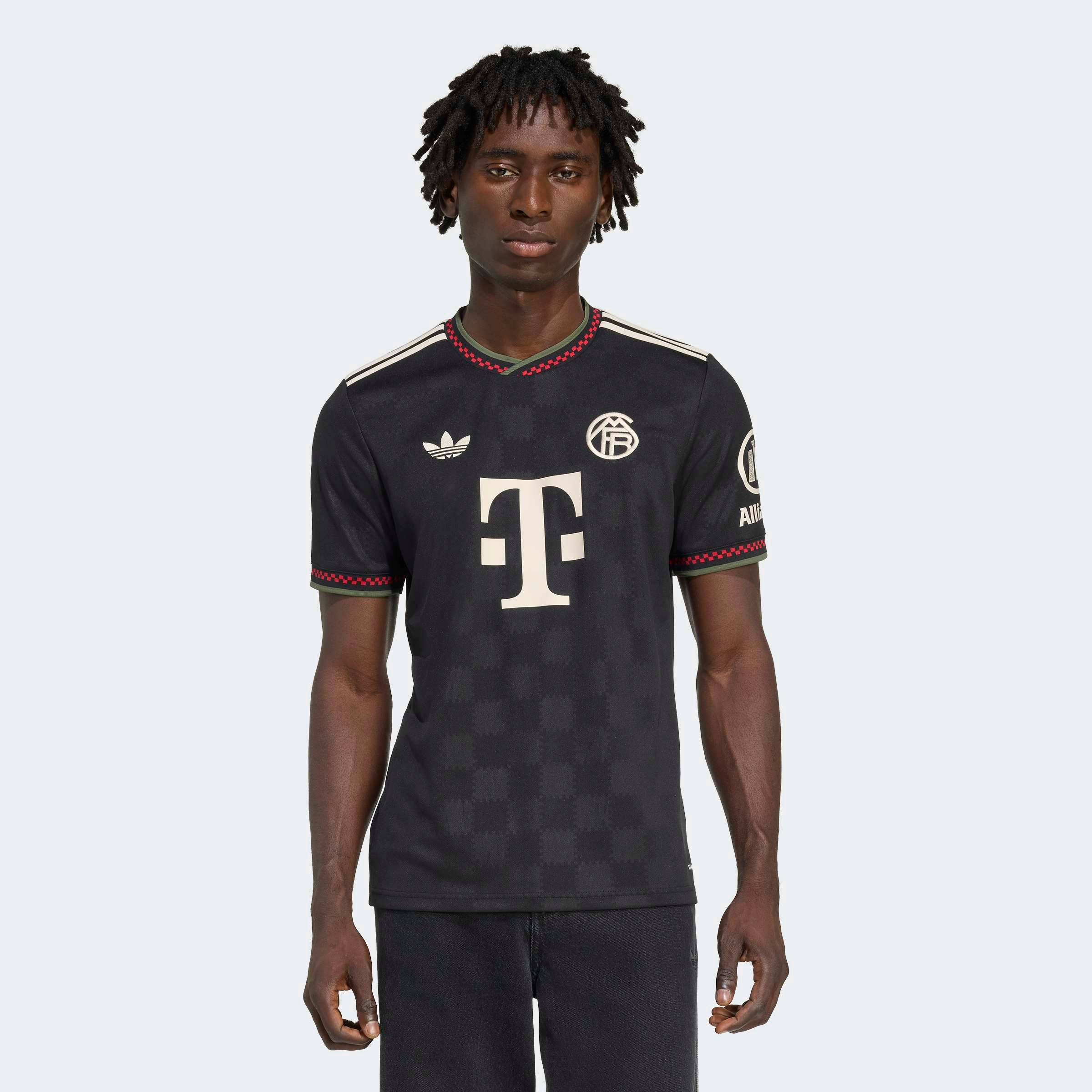 Fußballtrikot ADIDAS PERFORMANCE "FC BAYERN MÜNCHEN 25/26 AUSWEICHTRIKOT", Herren, Gr. L, schwarz, halo ivory, Obermaterial: 100% Polyester, Rundhals, Trikots Fußballtrikot