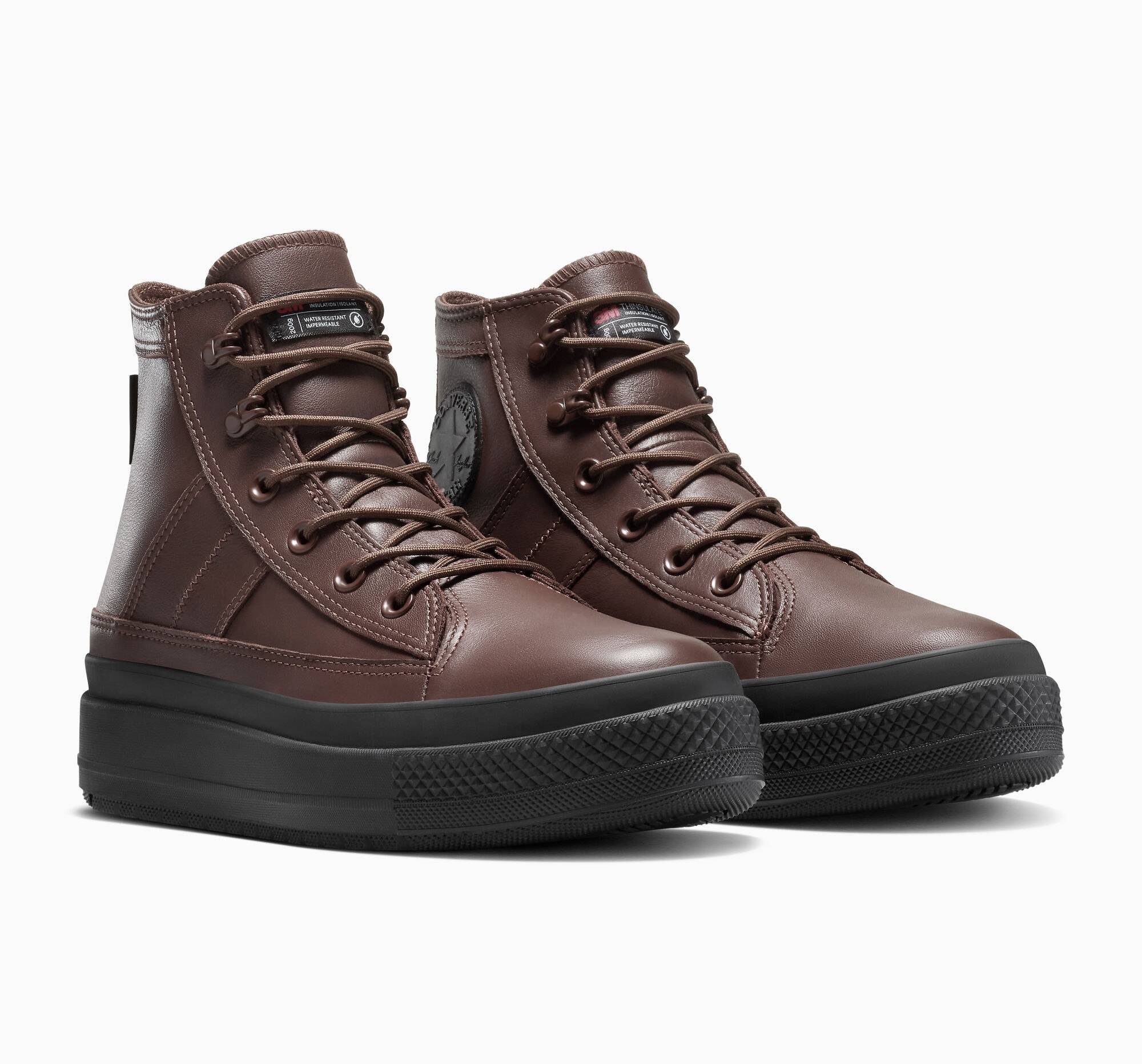 Sneakerboots CONVERSE "CHUCK TAYLOR ALL STAR EQUIP WP BOOT", Herren, Gr. 45, totally fudged, totally fudged, schwarz, Leder, Schuhe Sneakerboots, Winterschuhe, Schnürboots, Sneaker, wasserdicht, gefüttert