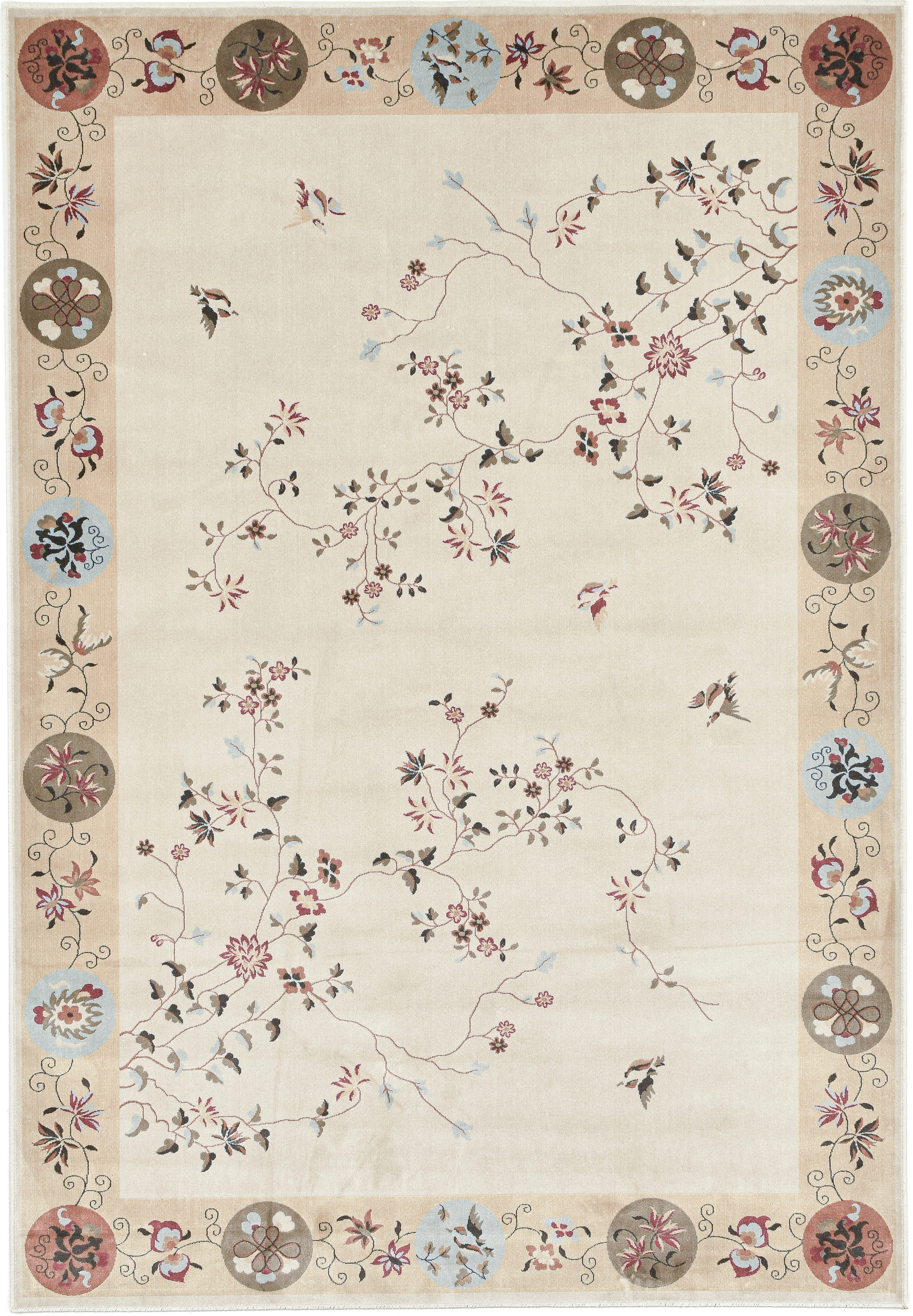 Teppich GINO FALCONE "Cherina GF-130", beige, B:50cm H:8mm L:80cm, Viskose, Teppiche, zartes Blüten Design, mit Bordüre, leichter Glanz, 100 % Viskose Image