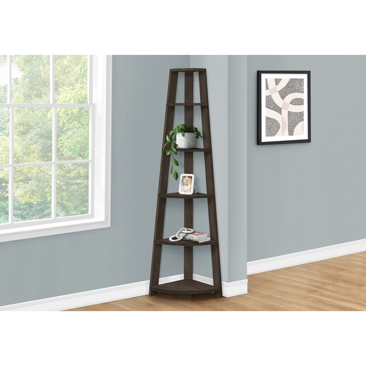 Bookshelf, Bookcase, Etagere, Corner, 5 Tier, 72