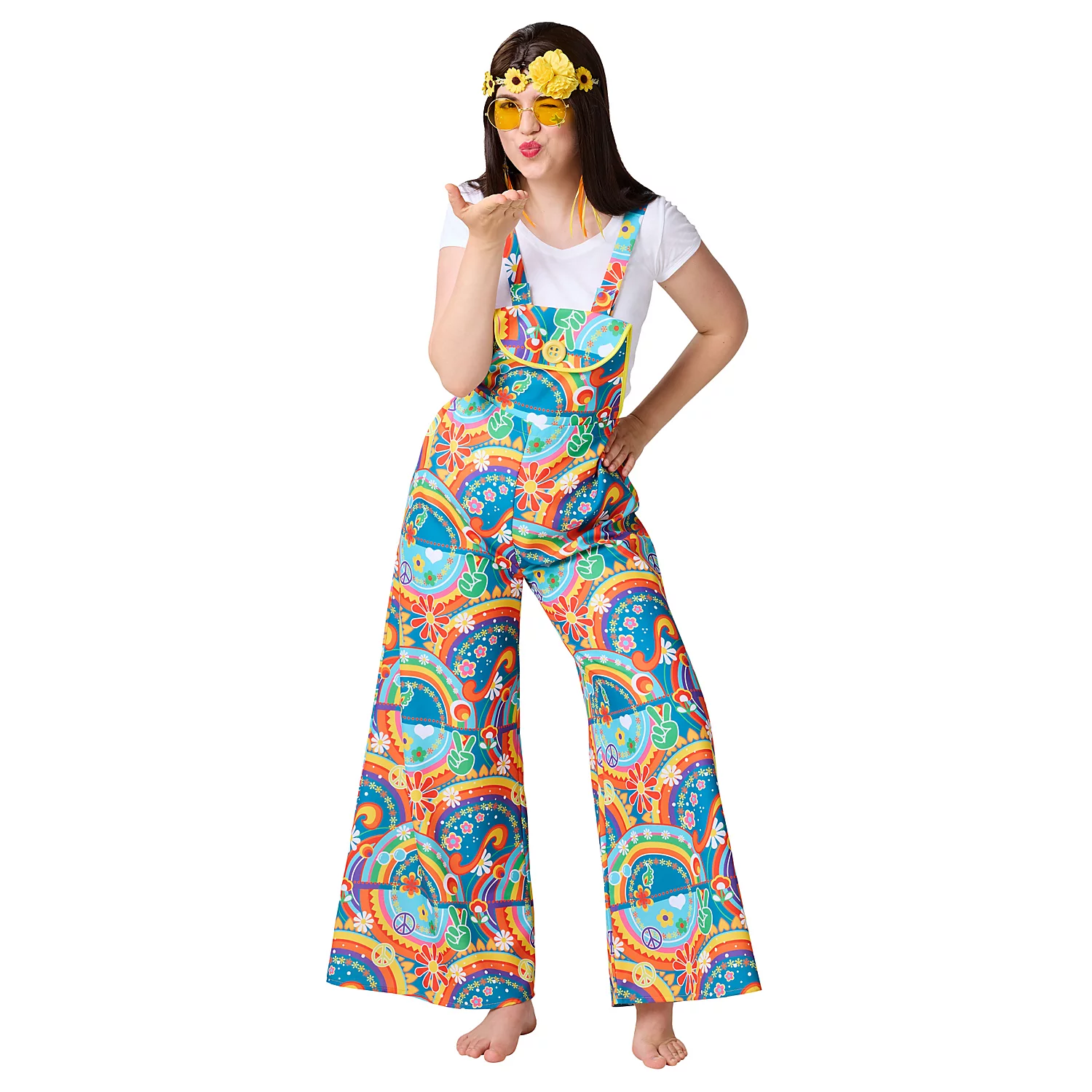 Latzhose Flower Power, bunt