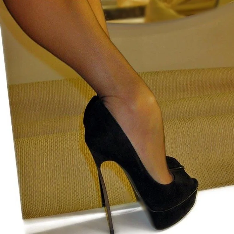 Schwarz Slip Auf Flache Plattform Pumpen Dünne High Heel Sexy Modische Kühlen Sommer Casual Große Größe Frau Schuhe Zapatillas Mujer Image