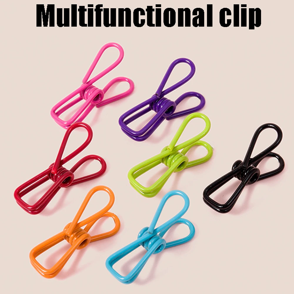 10pcs Multipurpose Colorful Stainless Steel Clips Clothes Pins Pegs Socks Hanging Pegs Clips Hot Sale Household Clothespin