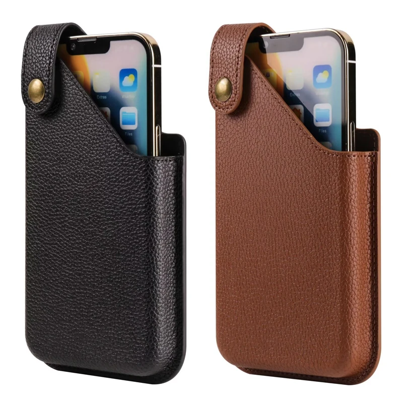 Universal Leather Phone Bag For iPhone 16 15 14 13 12 11Pro Max Belt Clip Case For Samsung S24 S23 S22 S21 Smart phone Waist Bag