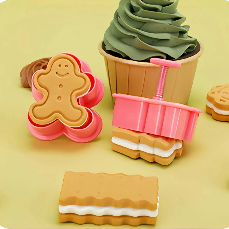 4 Teile/satz Weihnachten 3D Cookie Cutter, Kolben Form Für DIY Urlaub Backen, Festliche Keks Dekorieren Werkzeuge Image