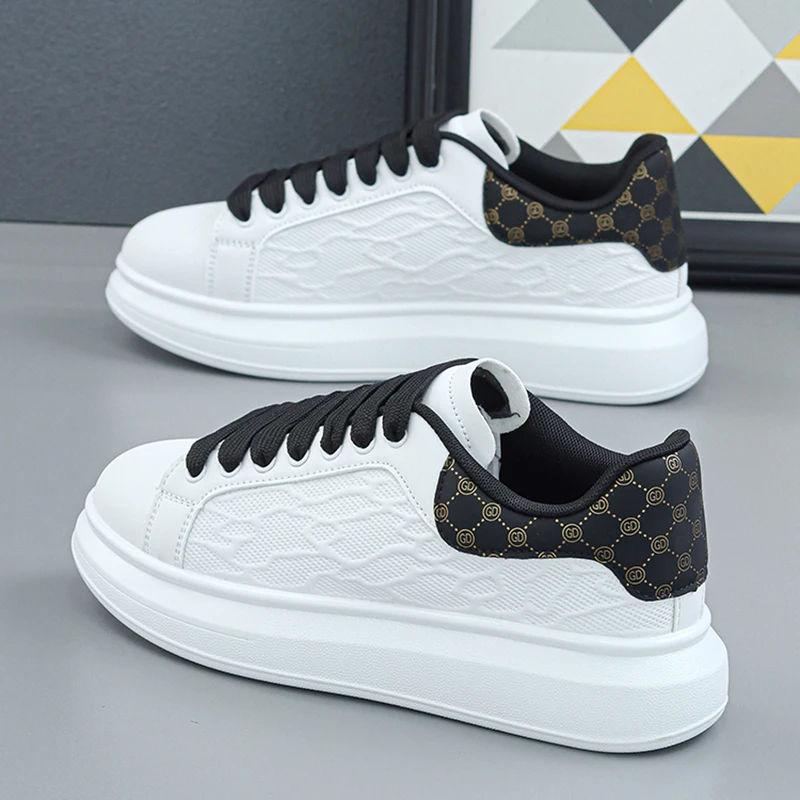 Luxury Men's Shoes 2025 Men Leather Sneakers Thick Soled Board Shoes Tennis Shoes New Casual Shoes Walking Shoes for Men & Women