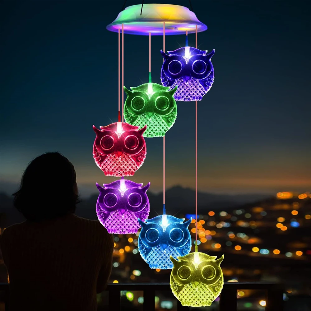 Outdoor Windspiele Solar LED Farbwechsel Kolibri Eule Lichter Solar Wind Glockenspiel Lampe Garten Dekorationen Geburtstags geschenke