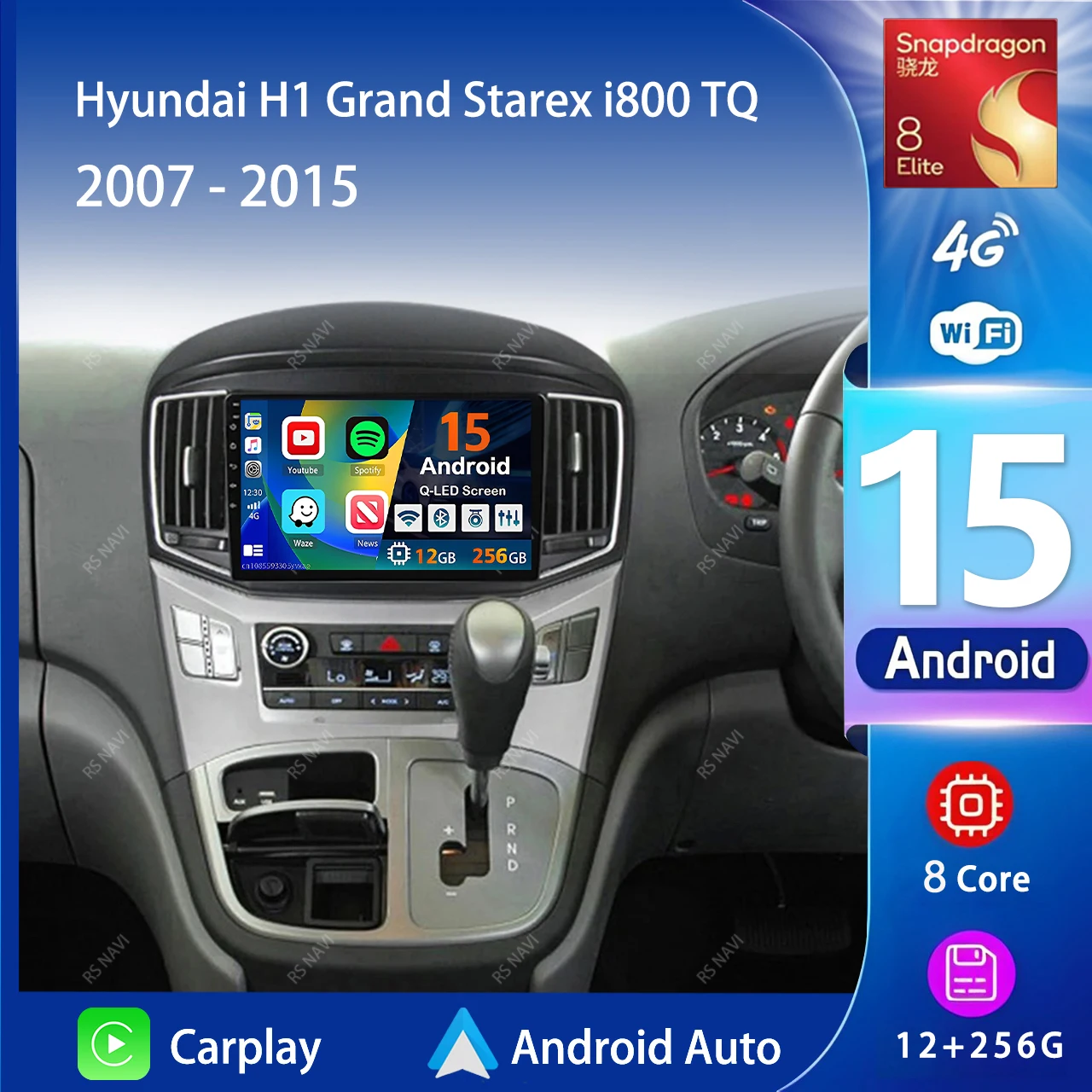 Qualcomm Android 15 Carplay Autoradio Multimedia Player DSP Für Hyundai H1 Grand Starex i800 TQ 2007-2015 Autoradio stereo 2din Image