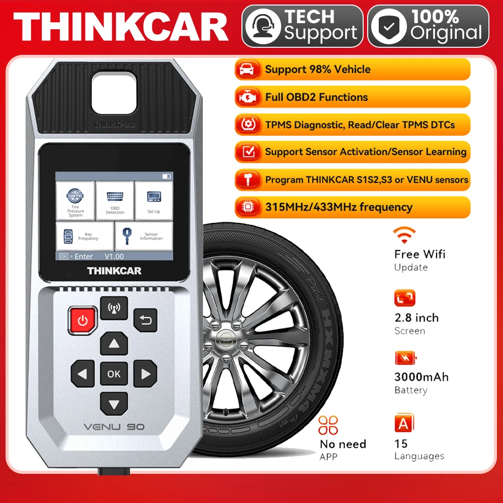 THINKCAR VENU 90 Auto-Reifendruckmonitor, WIFI-Programmier-Diagnosetool, aktivieren Sie alle Sensoren, funktionieren Sie auf 315 433 MHz DTCs Image