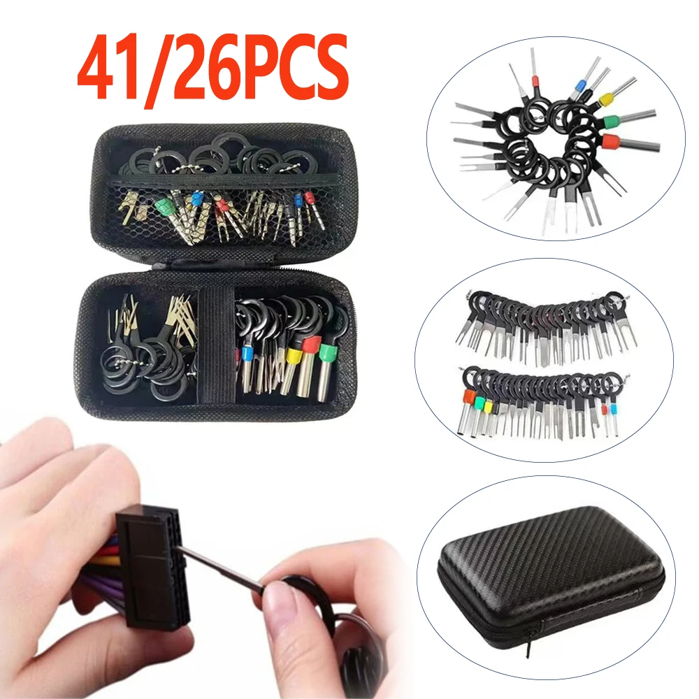 41/26 stücke Auto Terminal Entfernung Kit Box Draht Stecker Stecker Extractor Puller Release Pin Extractor Set Für Automotive Reparatur Image