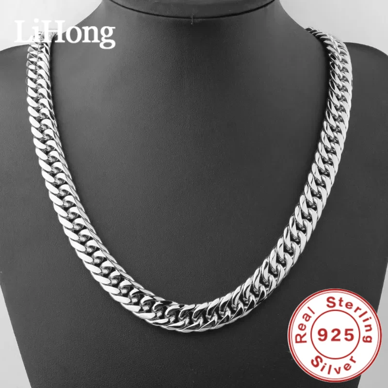 925 Sterling Silber 45-60 cm 10 mm kubanische Kette Halskette für Mann Modeschmuck Trend Persönlichkeit Hip Hop Trendsetter Zubehör Image