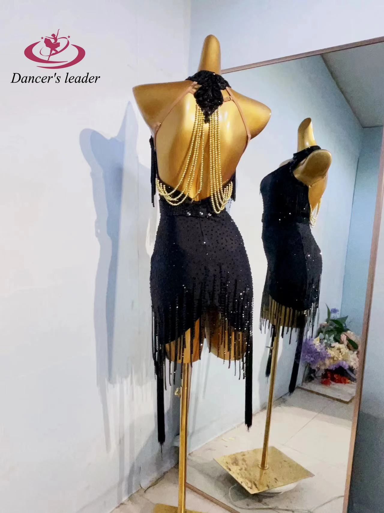 Vêtements pour femmes de scène de danse latine, jupe de queue humaine personnalisée haut de gamme, vêtements de spectacle artistique en strass Samba, robe