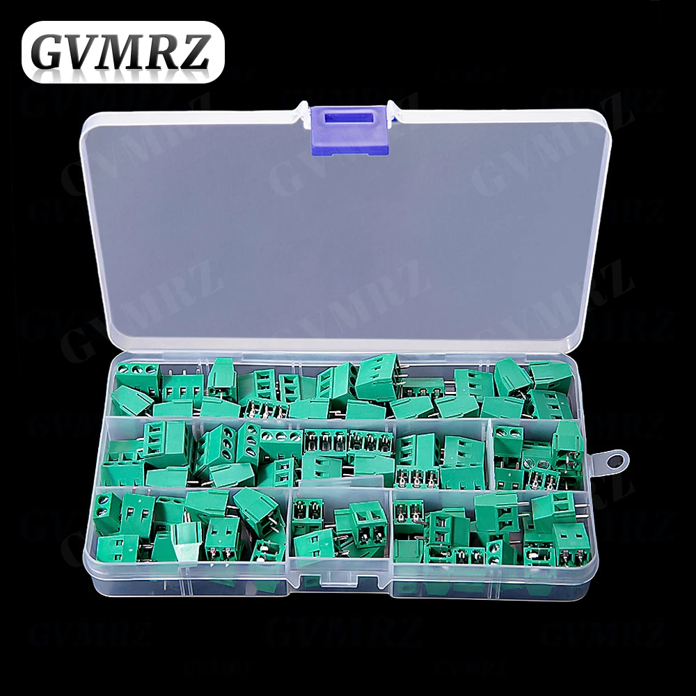 80PCS PCB Schraube KF128-2 KF128-3 Terminal Block Stecker KF128 Pitch 5,0 MM 2P 3P Splicable Kit Box Image