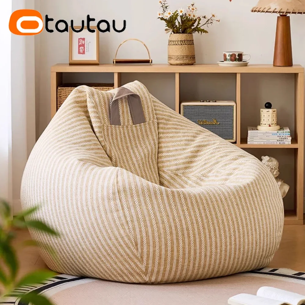 OTAUTAU Hochwertiger Sitzsackbezug aus 100 % Baumwollleinen DD104 【Kein Füllmaterial innen! Sie müssen selbst den Füllstoff kaufen!】 Image