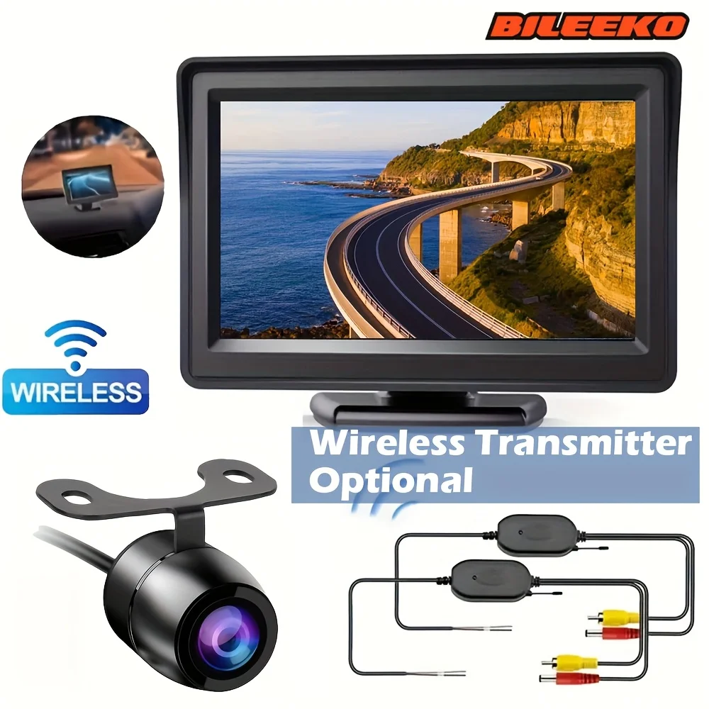 Kit monitor per telecamera per retromarcia per auto con telecamera di backup Sistema di assistenza al parcheggio per retromarcia per pickup, camper, camion, SUV cablato/wireless