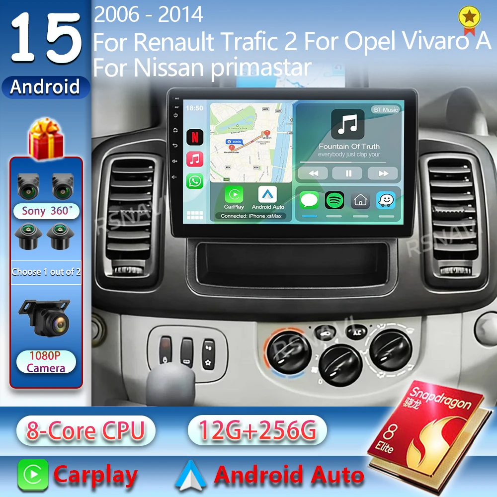 Android 15 Für Renault Trafic 2 Für Opel Vivaro EINE Für Nissan primastar 2006-2014 2K QLED Auto Radio multimedia Video Player GPS Image