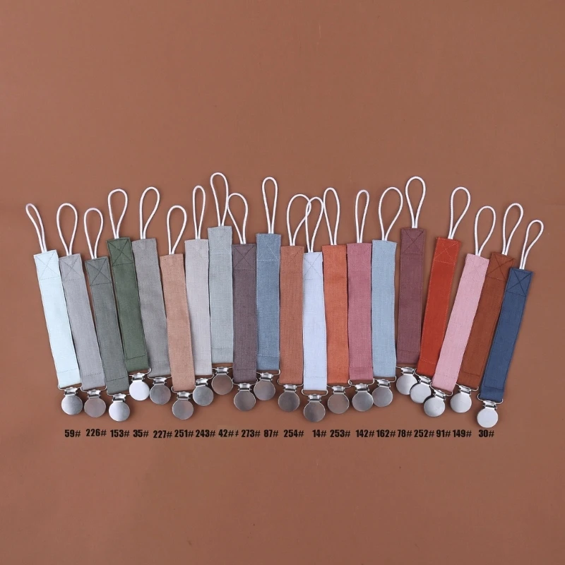 4 stücke/1pc Baby Schnuller Clip Kette Ramie Tuch Land Stil Brustwarzen Halter Dummy Stahl Schnuller Clip Schnuller kette Weihnachten Image