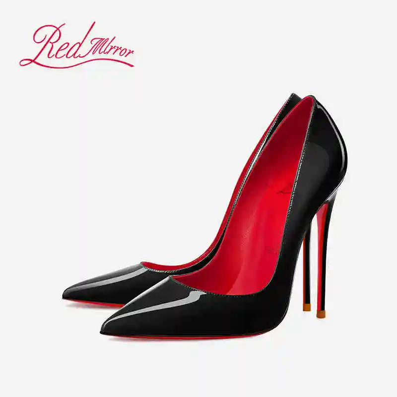 Damen-Schuhe mit hohen Absätzen, rote Unterteile, Stiletto-Pumps, schwarz, nackt, flache, spitze Zehen, High Heels, Luxusmarke, Abschlussball-Damenschuhe