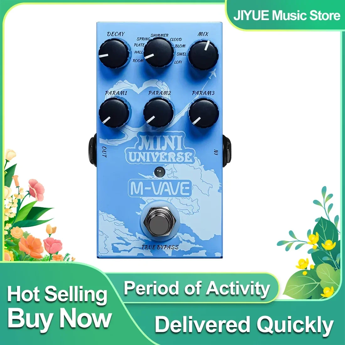 M-VAVE Gitarreneffektpedal Mini Universe Digital Reverb Pedal 9 Reverb Effekte Room/Shimmer/Lofi/Spring E-Gitarre Teile Image