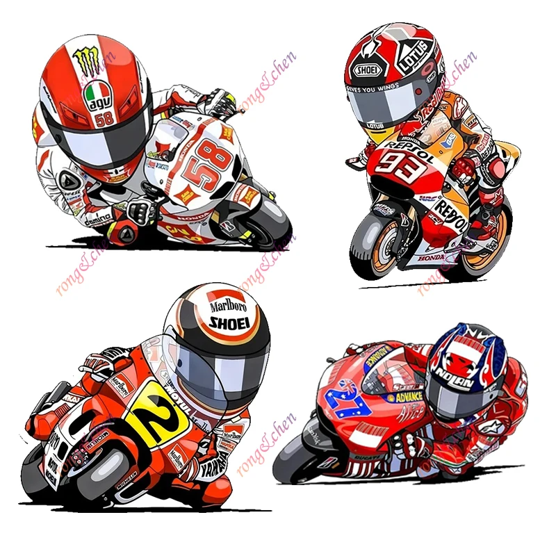 Autocollant de voiture de dessin animé moto et cavalier pour voiture moto casque de course ordinateur portable coffre corps fenêtre de voiture planche de surf PVC vinyle autocollant