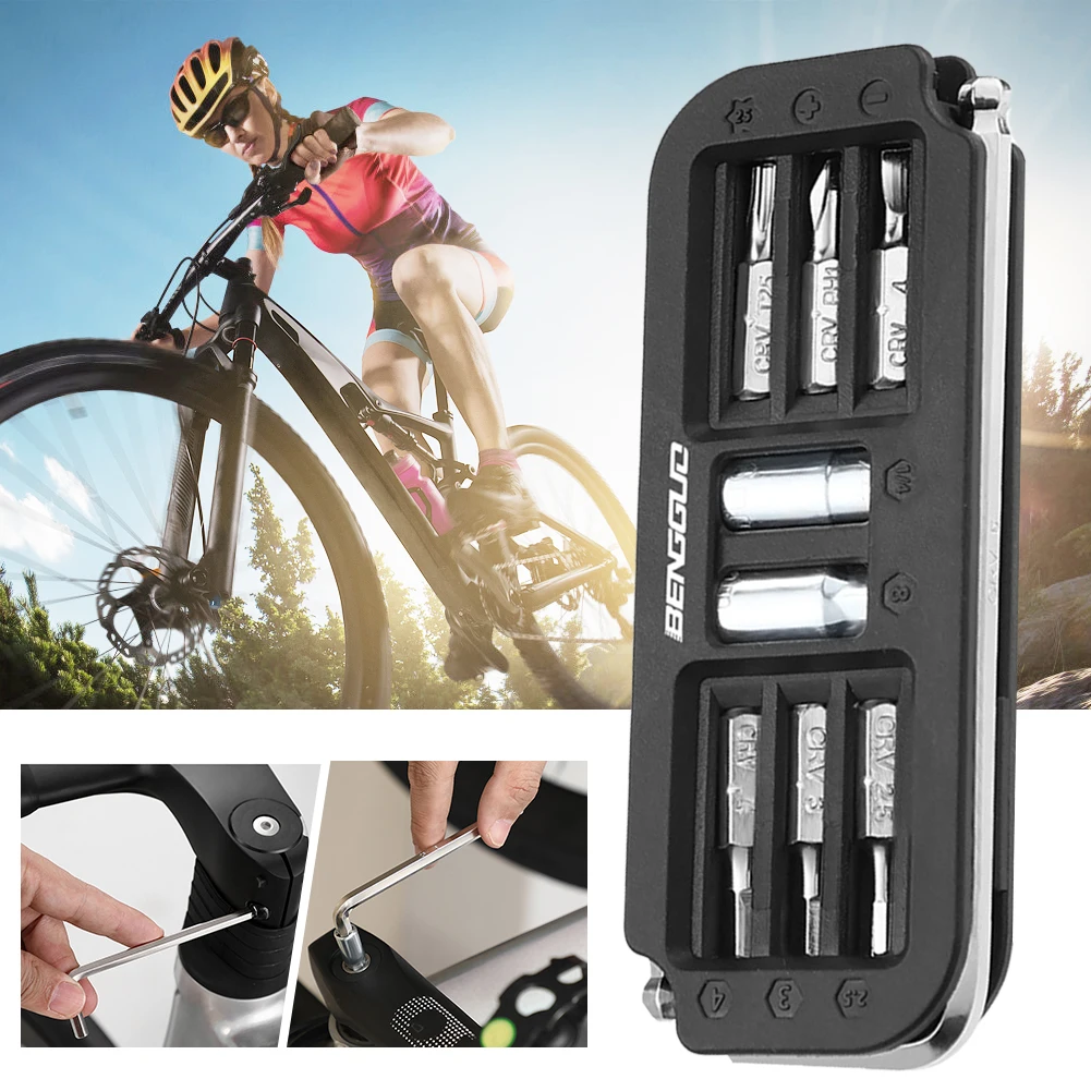 10 en 1 vélo multi-outils en acier cyclisme combinaison outils d'entretien clé hexagonale embout jeu de douilles outil vélo Kit d'outils de réparation