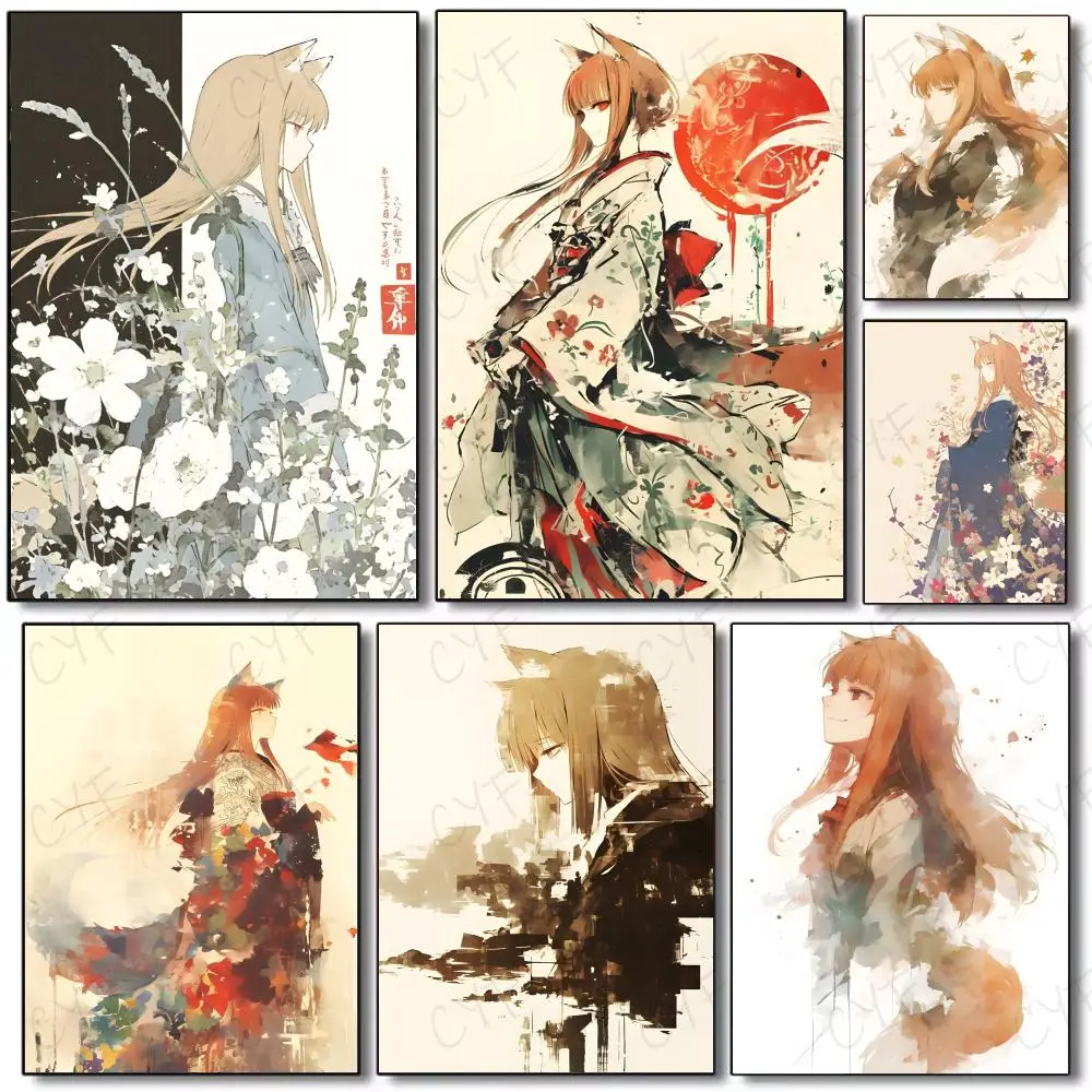 Story Cartoon S-Spice And Wolf-MT Anime-Poster, selbstklebende Malerei mit Drucken, Zuhause, Schlafzimmer, Wohnzimmer, Dekoration, Geschenk