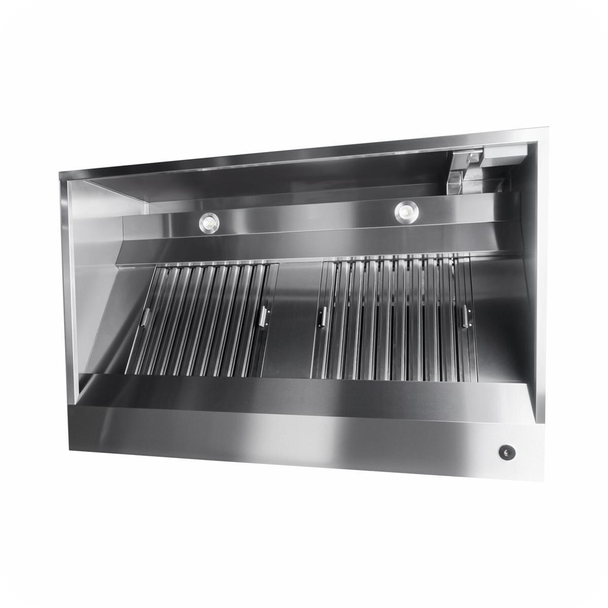 Edelstahl Wandhaube / Dunstabzugshaube Kastenform Pro mit Flammschutzfilter 400 x 110 cm Image