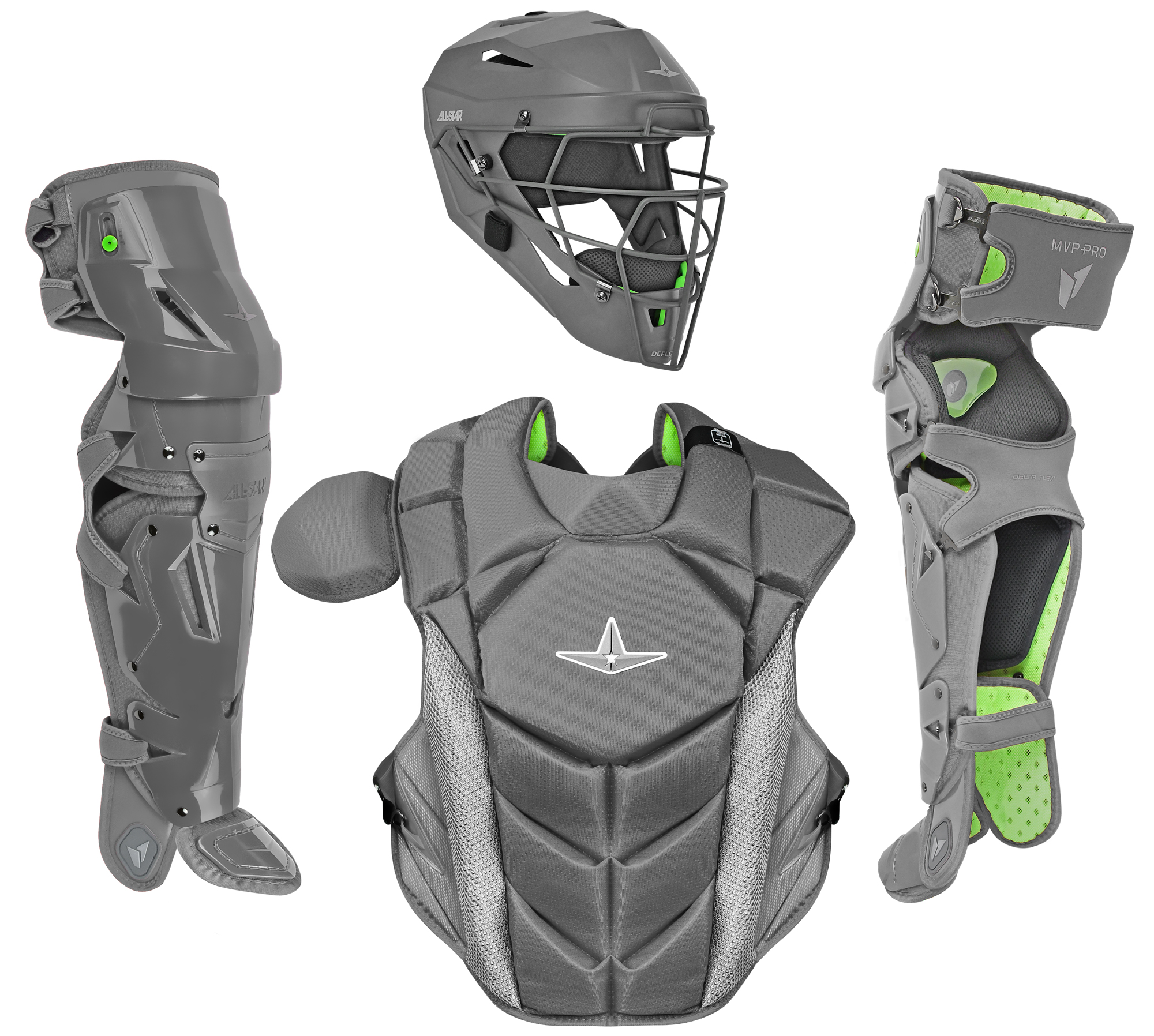 All Star MVP-Pro NOCSAE Certified Youth Baseball Catcher's Set Graphite