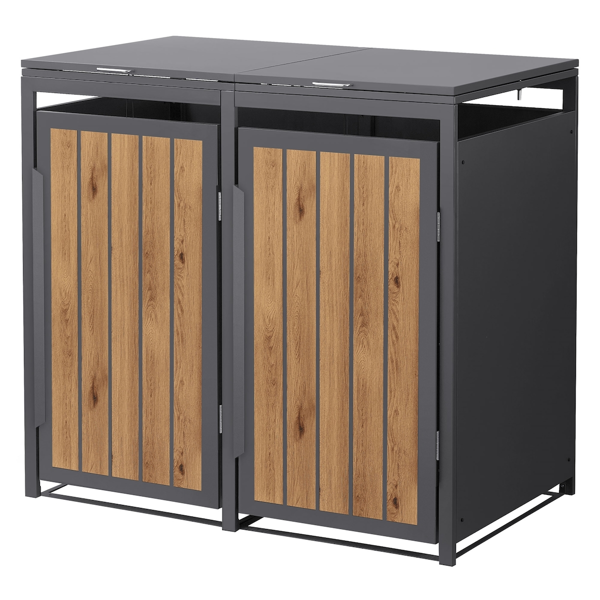 ML-Design Mülltonnenbox 2er Anthrazit-Holzoptik, Stahl, wetterfest, stabile Verkleidung 240L Image