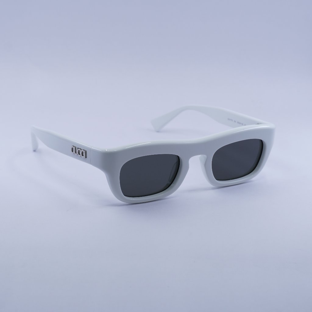Gucci Accessories | Gucci Gg1777s 004 Sunglasses Shiny White Square Frame, Grey Lenses | Color: Gray/White | Size: 50 - 24 - 145