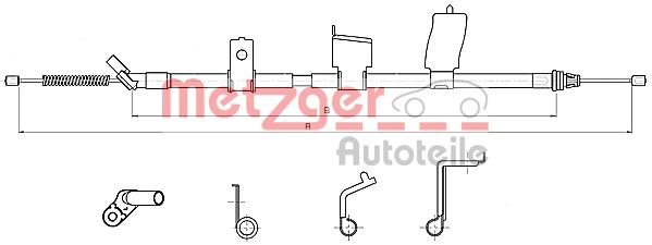 METZGER Seilzug, Feststellbremse COFLE hinten links für NISSAN -36531-JD00A 36531JD00A 36531-JD00A 17.0325 Image