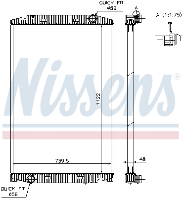 NISSENS Kühler, Motorkühlung Universal mit Dichtungen für IVECO 41214447 500062114 500060750 63329A Image