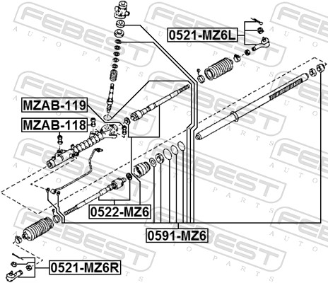 FEBEST Spurstangenkopf vorne links für MAZDA FORD AE5Z3A130B G26A-32-290 6E5Z3A130B 0521-MZ6L Image