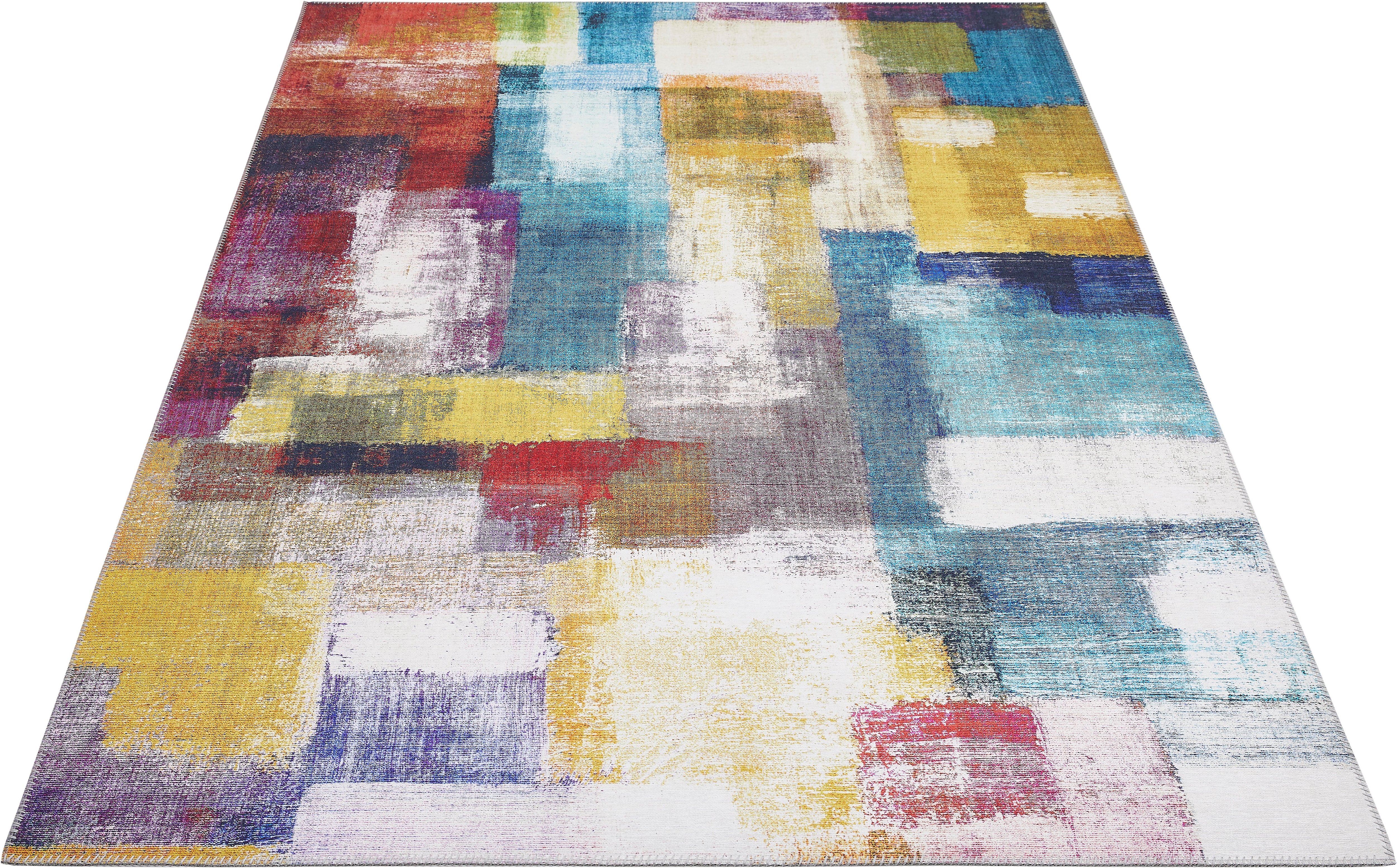 Teppich LUXOR LIVING "Prima 2", bunt (multi), B:160cm H:7mm L:230cm, Kunstfaser, Teppiche, Kurzflor, Patchwork Muster, Vintage Design, Wohnzimmer Image