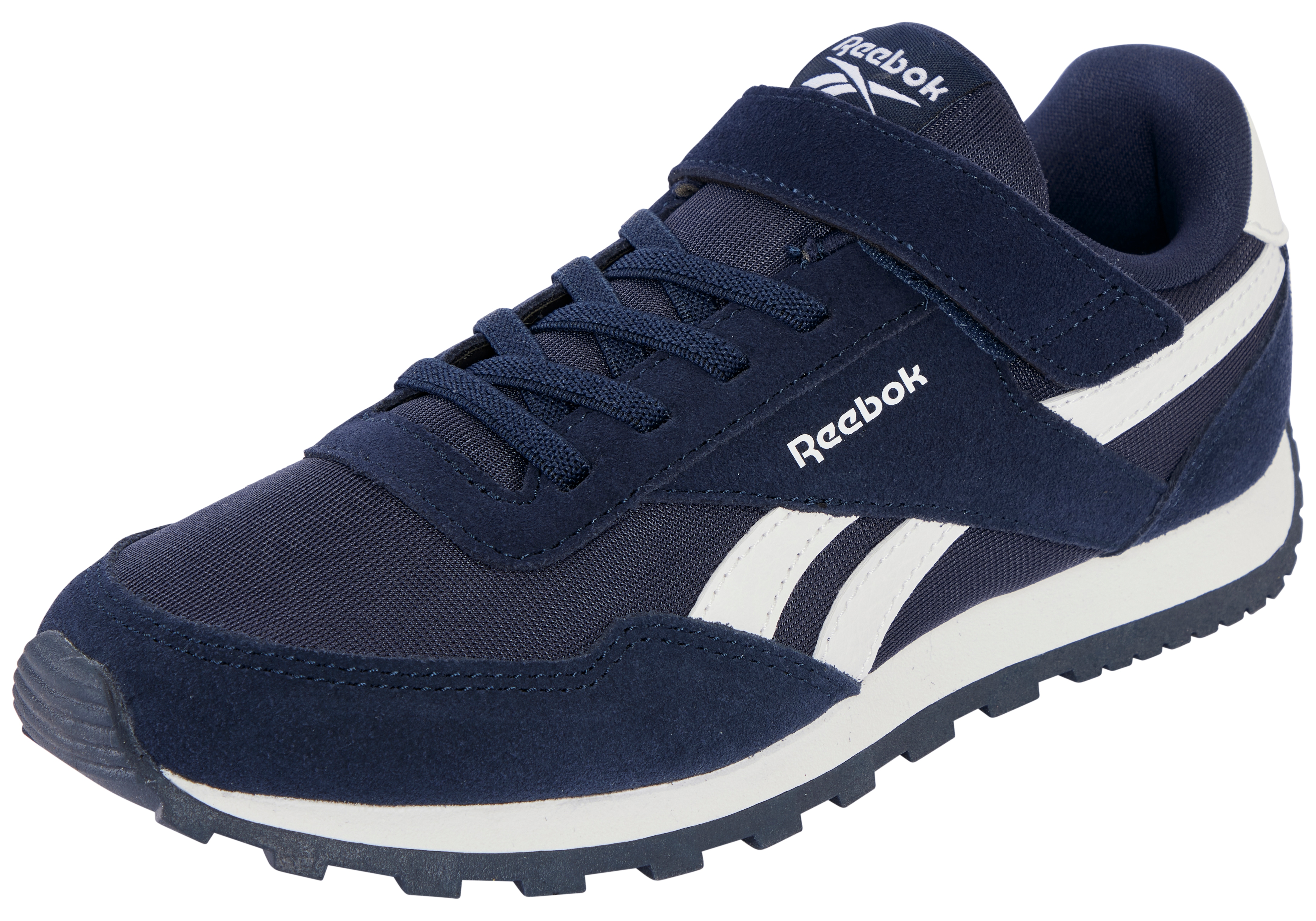 Sneaker REEBOK CLASSIC "REEBOK GLIDE LOW ELASTIC & TOP STRAP", Mädchen, Gr. 33, vectornavy, vectornavy, weiß, Leder, Synthetik, Textil, Schuhe Sneaker