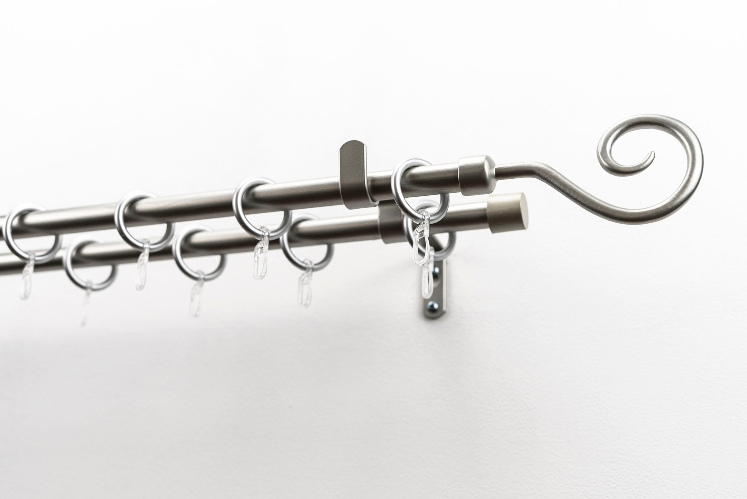 Gardinenstange GARESA "Clara", grau (chromfarben), L:280cm Ø:16mm, Kunststoff, Metall, Gardinenstangen, Vorhanggarnitur, mit Ringe und Haken, verlängerbar Image