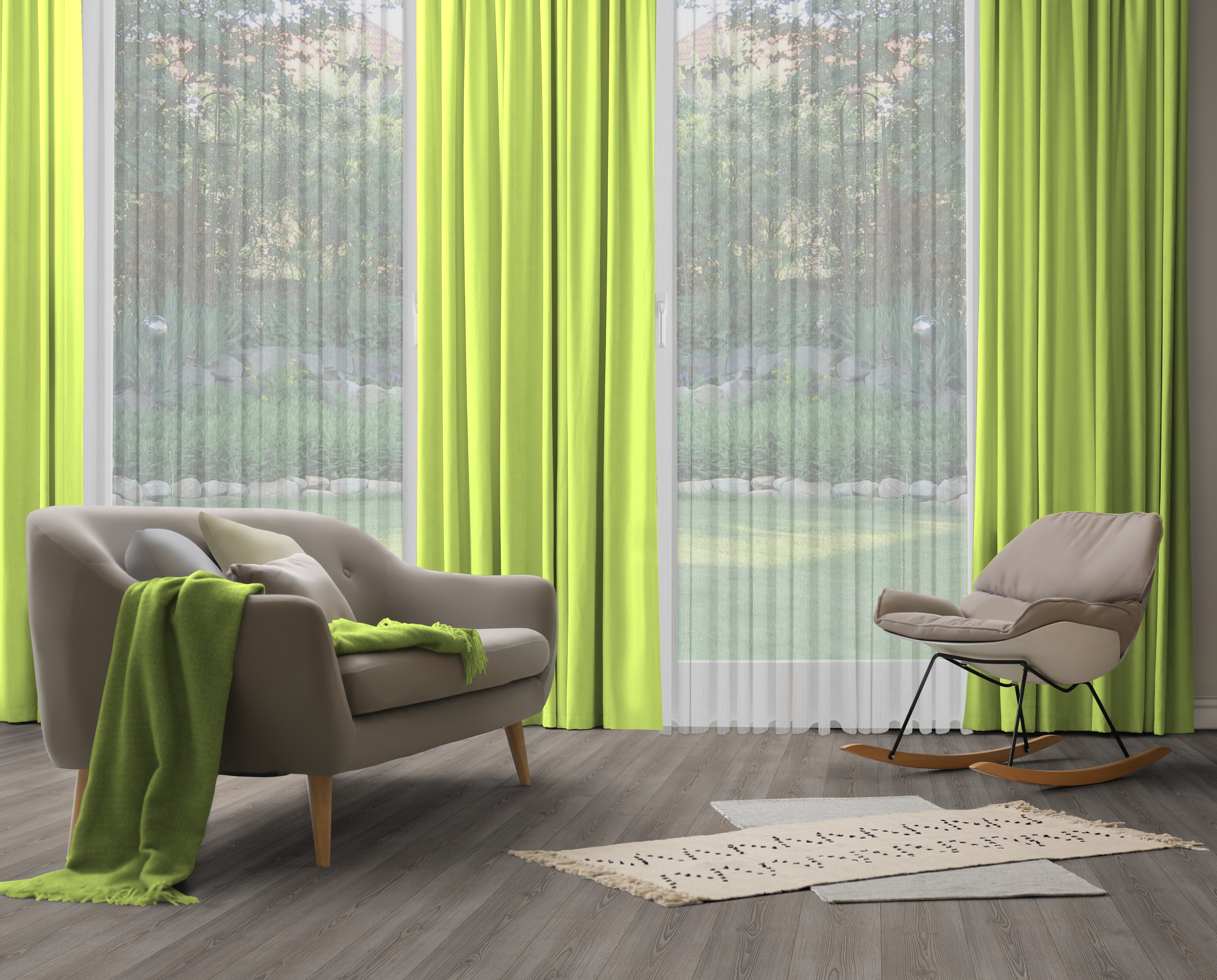 Vorhang WIRTH "Dim out", grün (limone), B:142cm H:175cm, Polyester, Gardinen, nach Maß Image