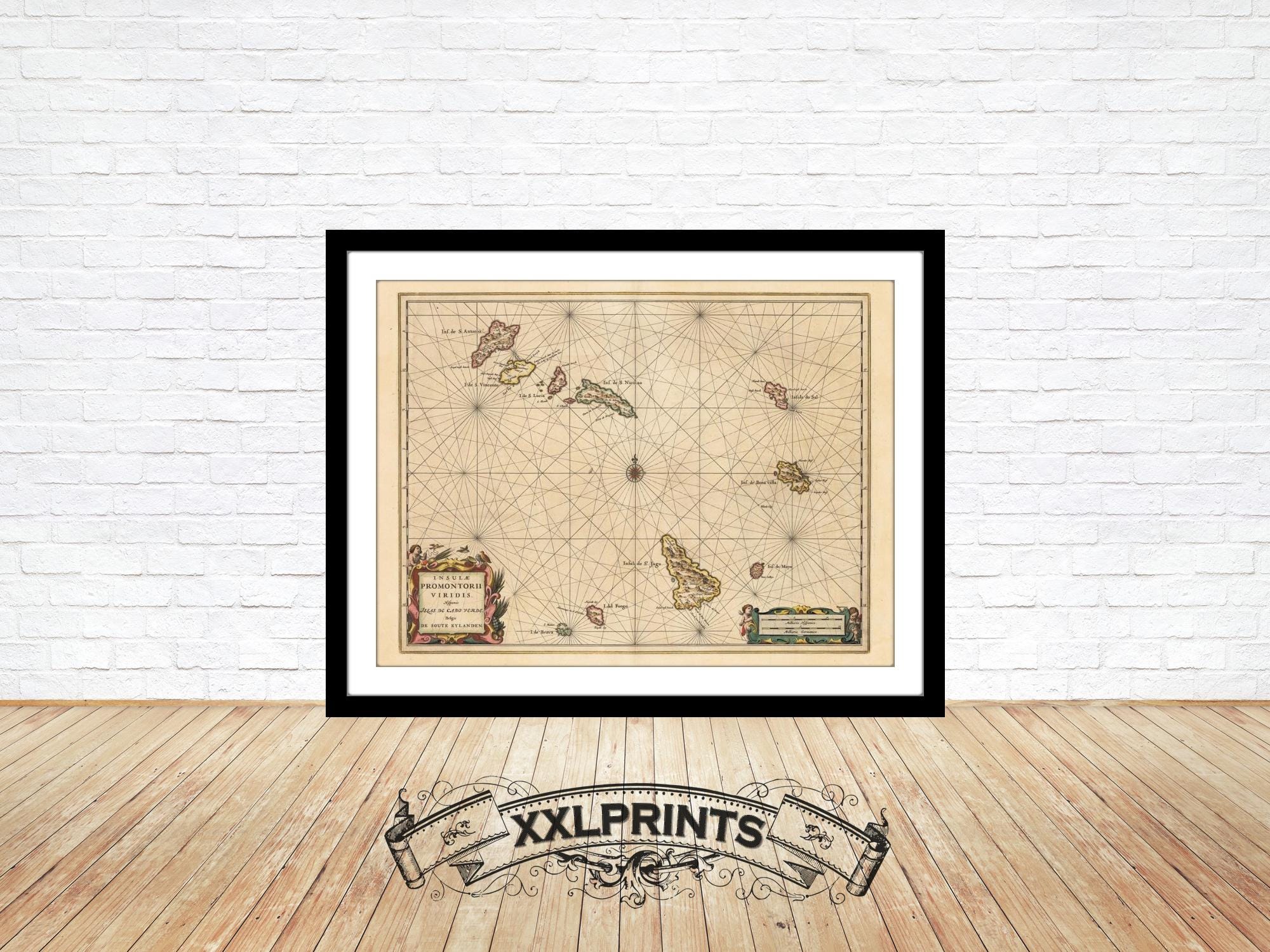 Kap Verde Inseln Karte Print: 1650 Antique Decor, Fine Art Reproduktion