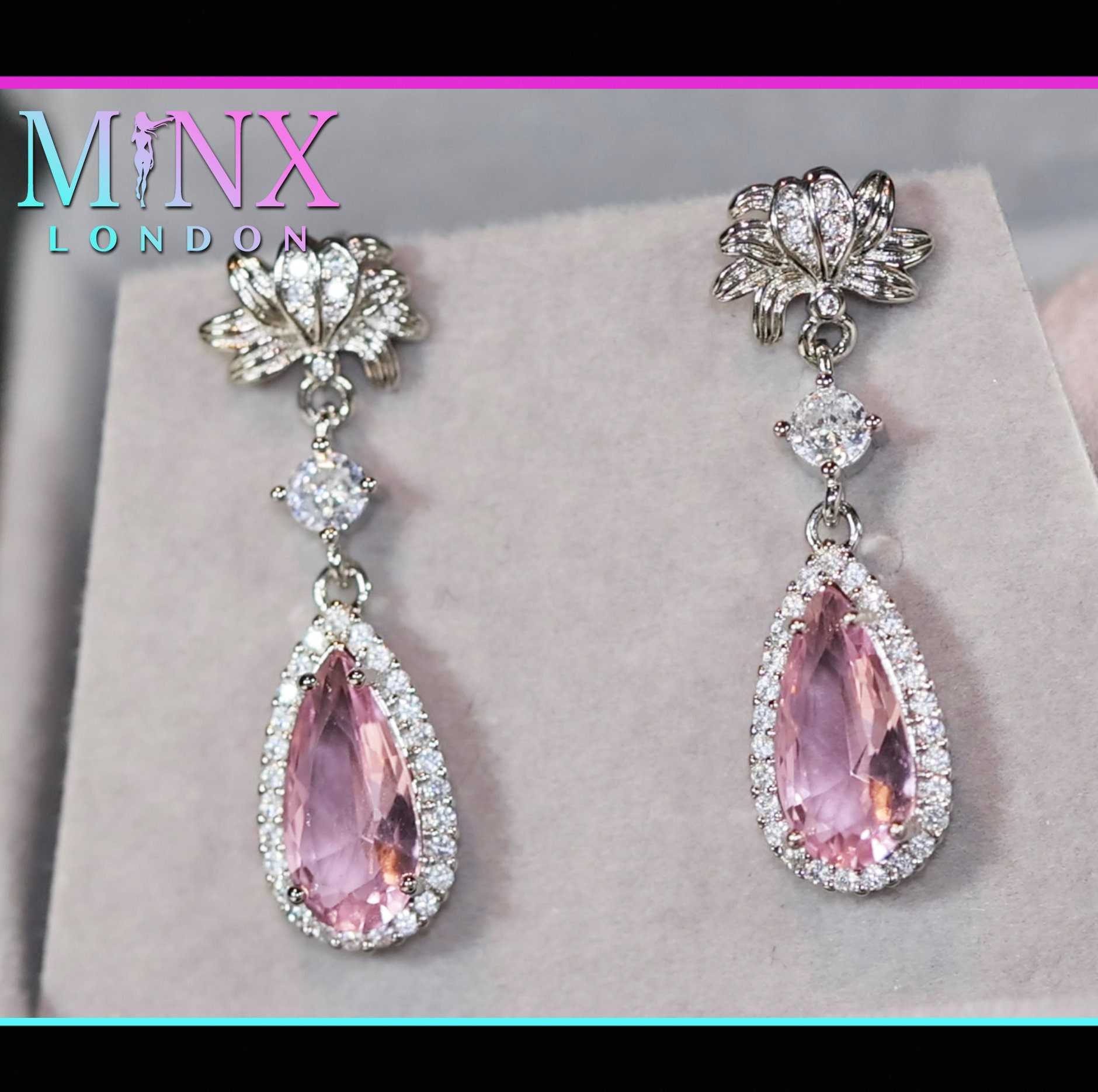 Birnenschliff Diamant Ohrringe | Teardrop Ohrringe | Pink Diamant Ohrringe | Teardrop Ohrringe | Damen Ohrringe | Baumeln Ohrringe