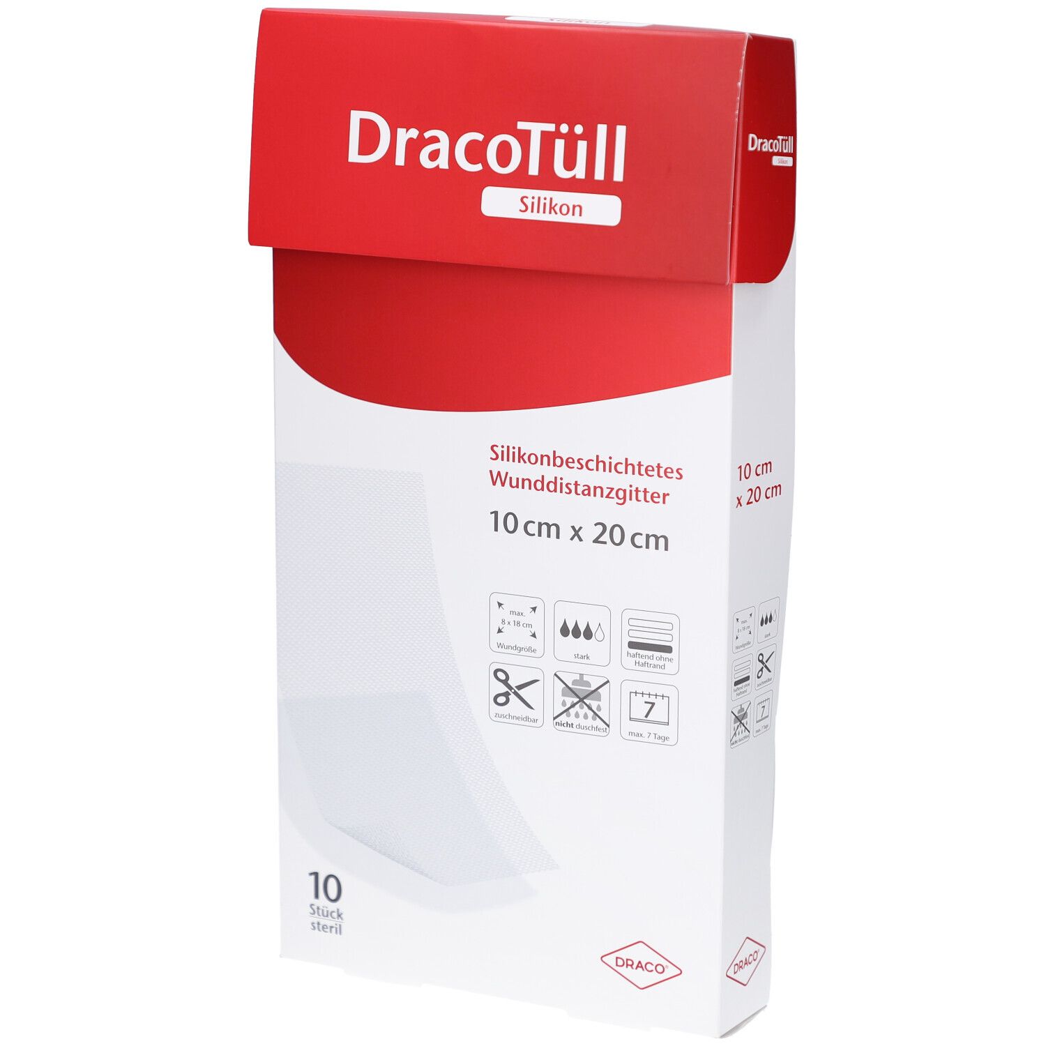 Dracotüll Silik.10x20cm silikonbesch.Wundkont.Aufl 10 St Verband Image