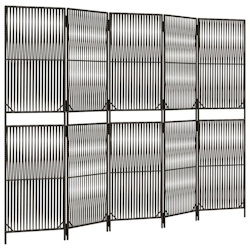 vidaXL Paravent 5-tlg. Grau Poly Rattan Image