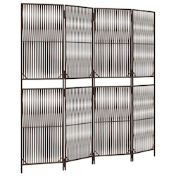 vidaXL Paravent 4-tlg. Braun Poly Rattan Image
