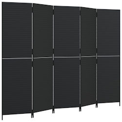 vidaXL Paravent 5-tlg. Schwarz Poly Rattan Image
