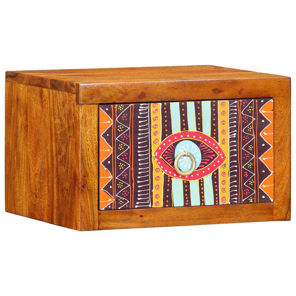 vidaXL Nachttisch Wandmontiert Braun 35 x 30 x 22 cm Akazie Massivholz Image