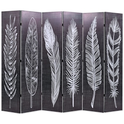 vidaXL Raumteiler klappbar 228 x 170 cm Federn Schwarz-Weiß Image