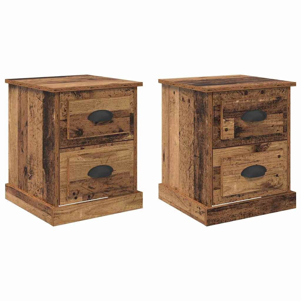 vidaXL Nachttisch 2 pcs Altholz 39 x 39 x 47.5 cm Holzwerkstoff Image
