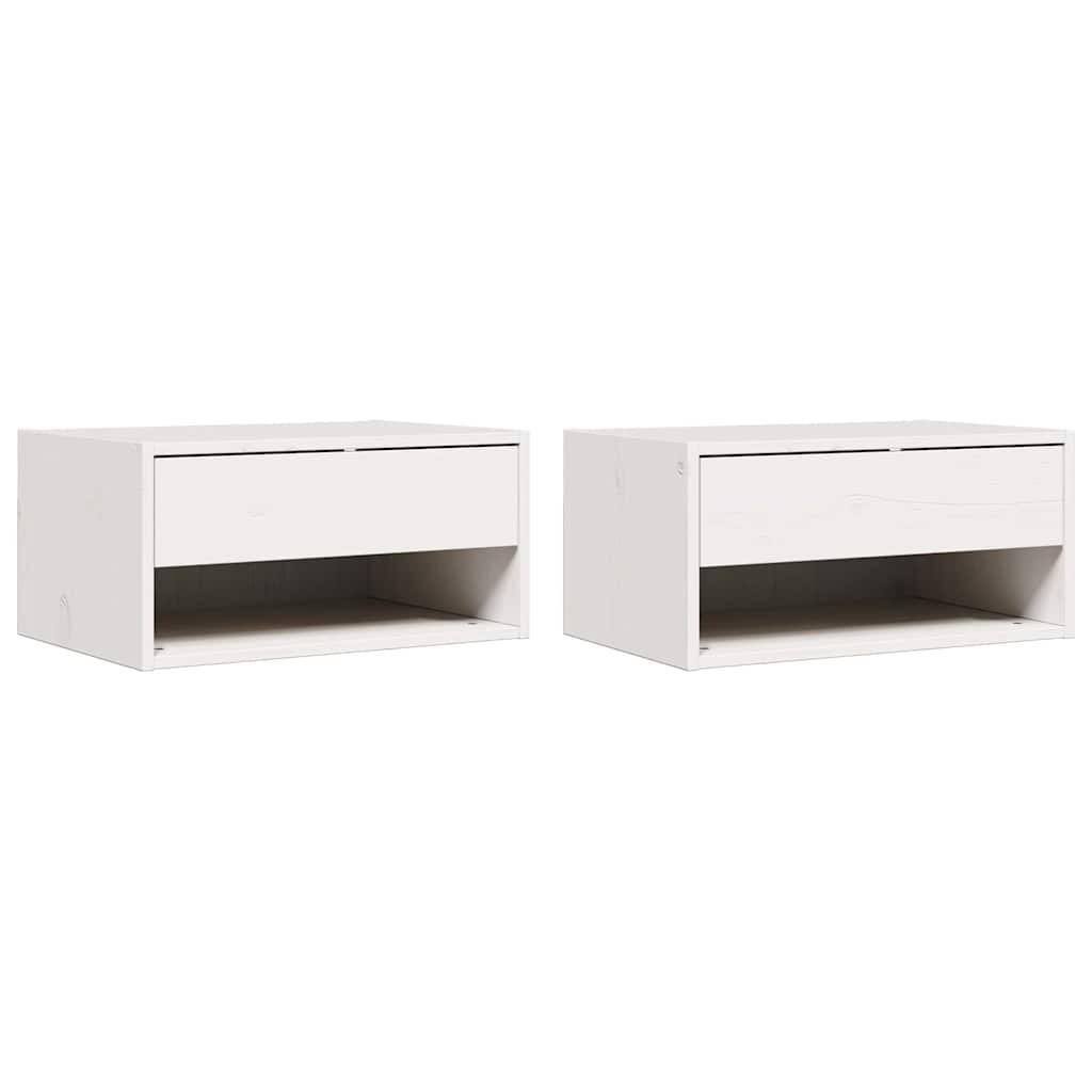 vidaXL Nachttisch 2 pcs Weiß 50 x 32,5 x 24 cm Massivholz Kiefer Image