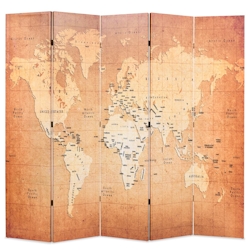vidaXL Raumteiler klappbar 200 x 170 cm Weltkarte Gelb Image
