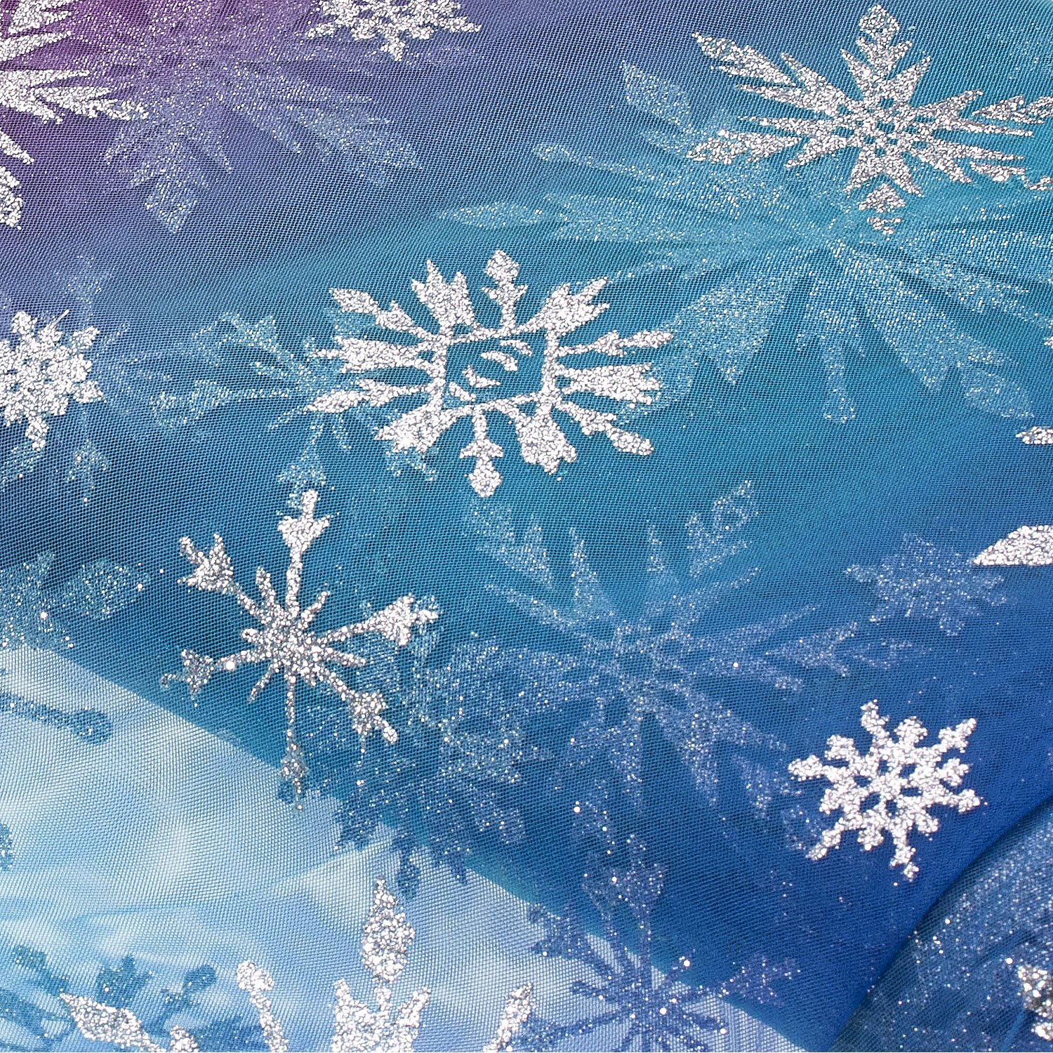 Tissu tulle fin "flocon de neige", violet/coloré