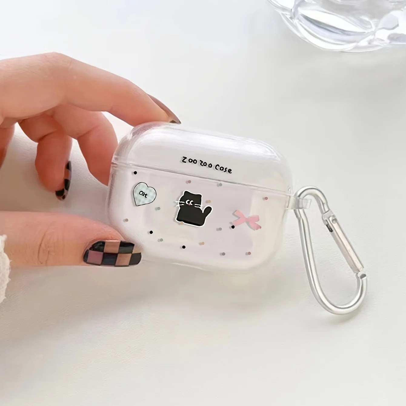 Schwarze Katze TPU-Ohrhörer-Hülle für Airpods Pro3 2022, neue Airpods 4 2024, stoßfeste transparente Abdeckung Image